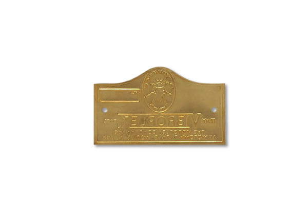 brass embossed nameplate