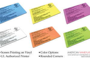 colored vinyl nameplate